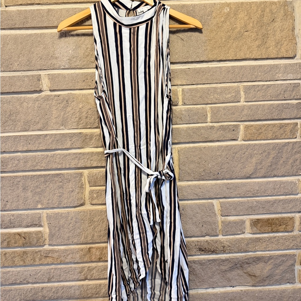 Asymmetrical Striped Sleeveless Dress